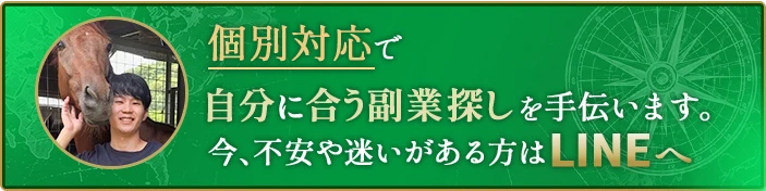 個別対応で自分に合う副業探しを手伝います。今、不安や迷いがある方はLINEへ