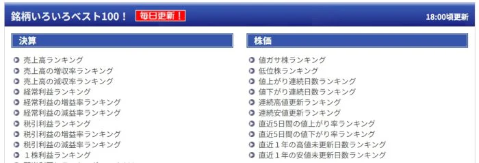 銘柄いろいろランキング