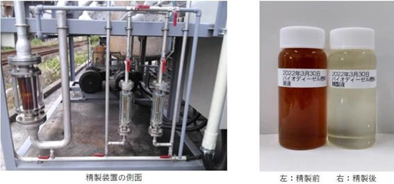 開発されたバイオディーゼル燃料精製装置