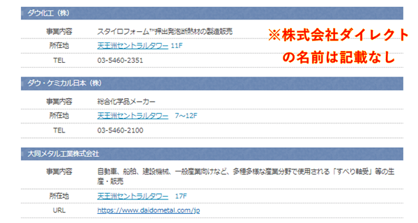 天王洲セントラルタワーの企業情報(た行)