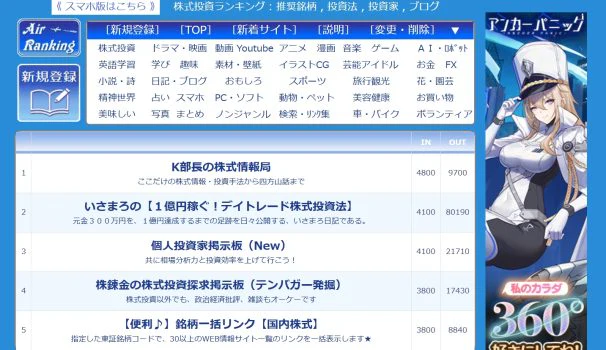 株式ランキングやお金儲けアンテナ