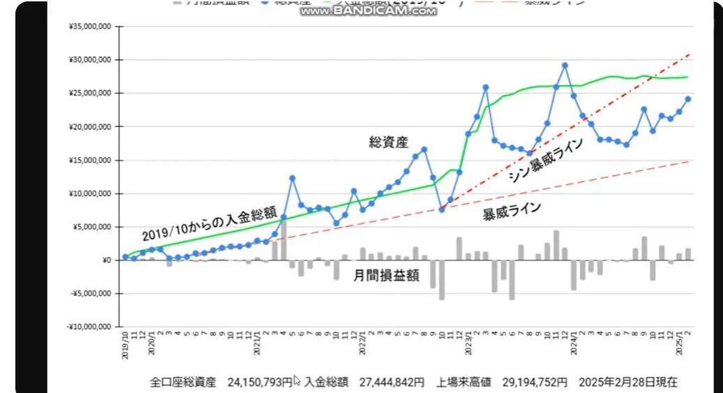 投資結果と資産状況のグラフ