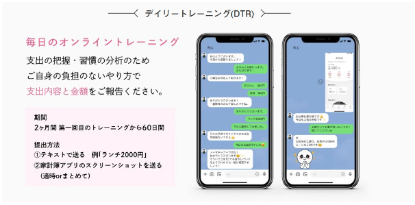 毎日のオンライントレーニングのLINE画面を表している画像です。