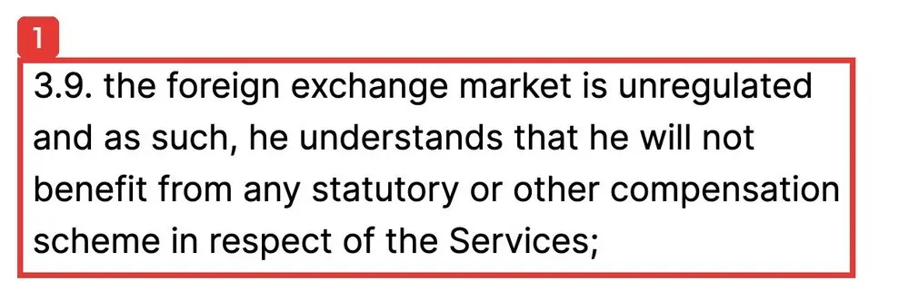 Apex WealthのTerms And Conditionsの3.9。the foreign exchange market is unregulated and as such, he understands that he will not benefit from any statutory or other compensation scheme in respect of the Services;と書かれている